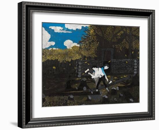 Abraham Lincoln and His Father (Oil on Panel)-Horace Pippin-Framed Giclee Print