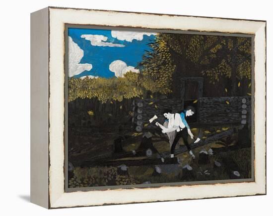 Abraham Lincoln and His Father (Oil on Panel)-Horace Pippin-Framed Premier Image Canvas