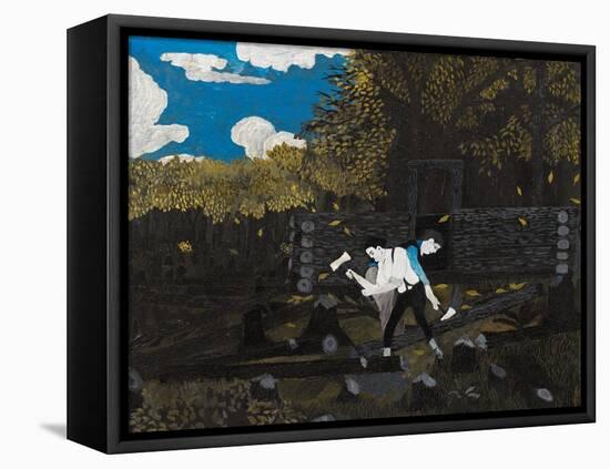 Abraham Lincoln and His Father (Oil on Panel)-Horace Pippin-Framed Premier Image Canvas