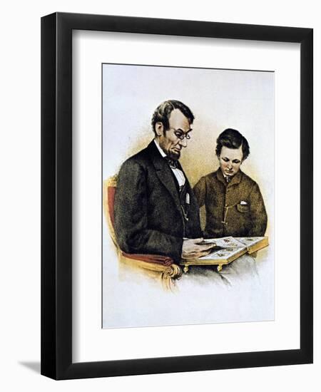 Abraham Lincoln and His Son Tad, 9 February 1864-null-Framed Giclee Print