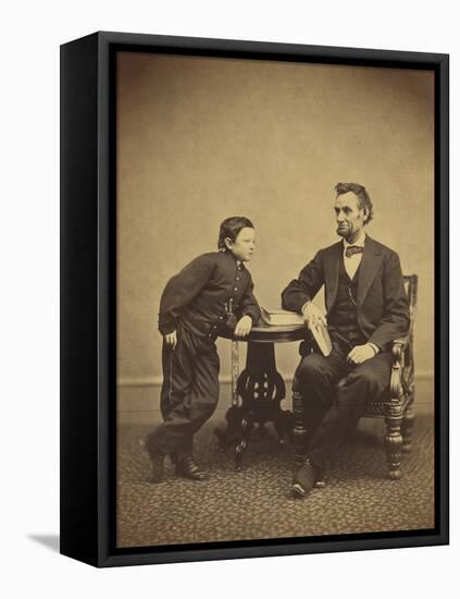 Abraham Lincoln and his son Thomas , 1865-Alexander Gardner-Framed Premier Image Canvas