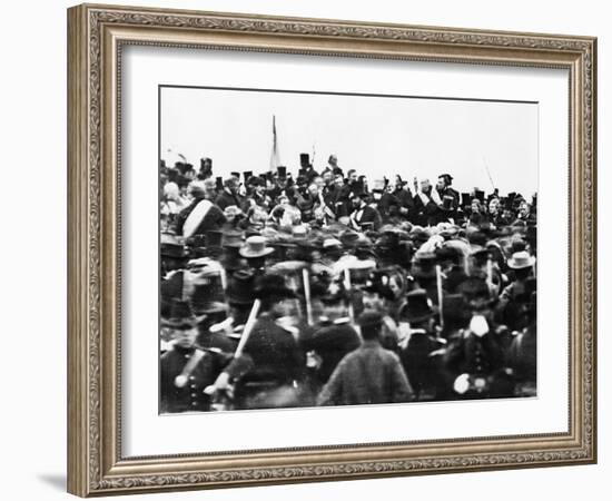 Abraham Lincoln at the Gettysburg Address, 1863 (Detail)-David Bachrach-Framed Giclee Print