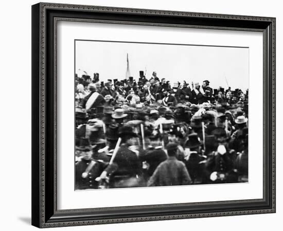 Abraham Lincoln at the Gettysburg Address, 1863 (Detail)-David Bachrach-Framed Giclee Print