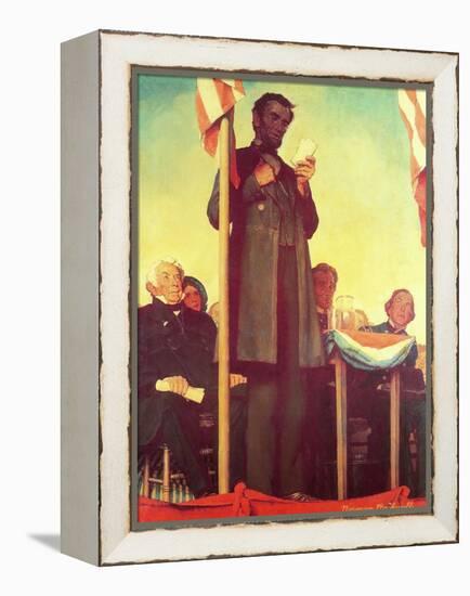 Abraham Lincoln Delivering the Gettysburg Address-Norman Rockwell-Framed Premier Image Canvas