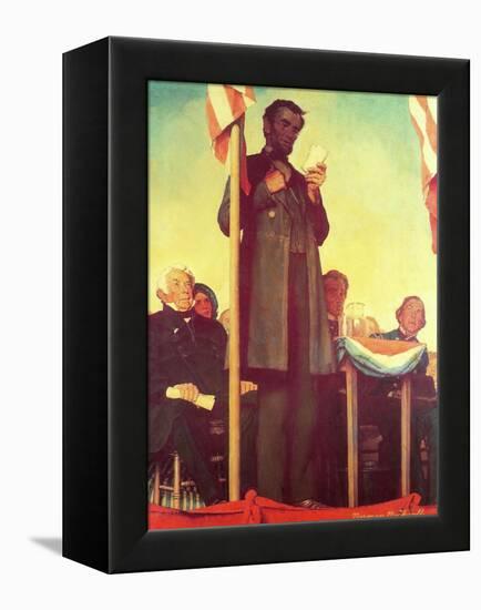 Abraham Lincoln Delivering the Gettysburg Address-Norman Rockwell-Framed Premier Image Canvas
