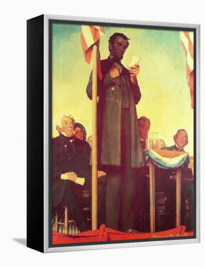 Abraham Lincoln Delivering the Gettysburg Address-Norman Rockwell-Framed Premier Image Canvas