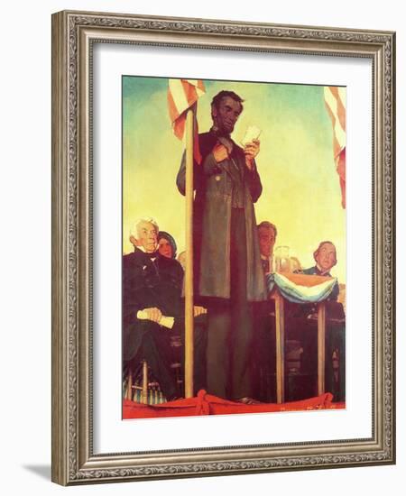 Abraham Lincoln Delivering the Gettysburg Address-Norman Rockwell-Framed Giclee Print