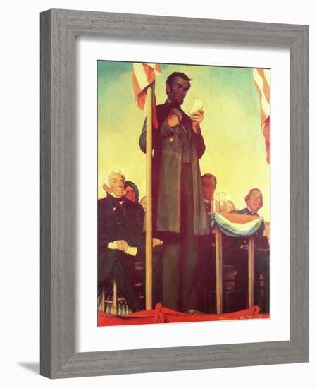 Abraham Lincoln Delivering the Gettysburg Address-Norman Rockwell-Framed Giclee Print