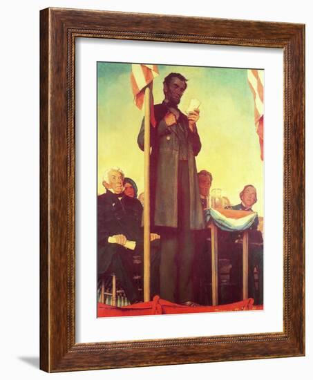 Abraham Lincoln Delivering the Gettysburg Address-Norman Rockwell-Framed Giclee Print