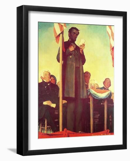 Abraham Lincoln Delivering the Gettysburg Address-Norman Rockwell-Framed Giclee Print