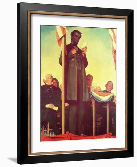 Abraham Lincoln Delivering the Gettysburg Address-Norman Rockwell-Framed Giclee Print