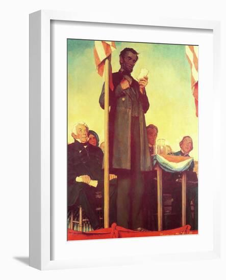 Abraham Lincoln Delivering the Gettysburg Address-Norman Rockwell-Framed Giclee Print