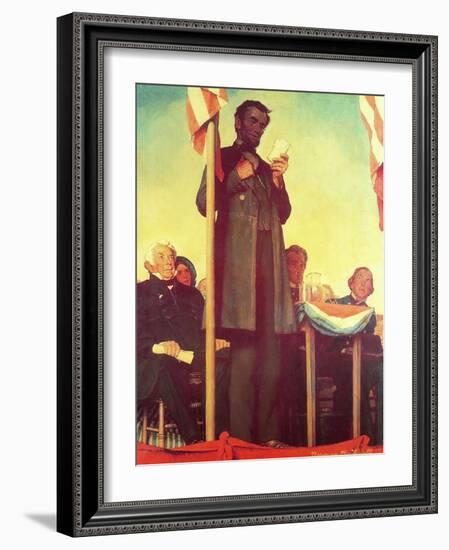 Abraham Lincoln Delivering the Gettysburg Address-Norman Rockwell-Framed Giclee Print