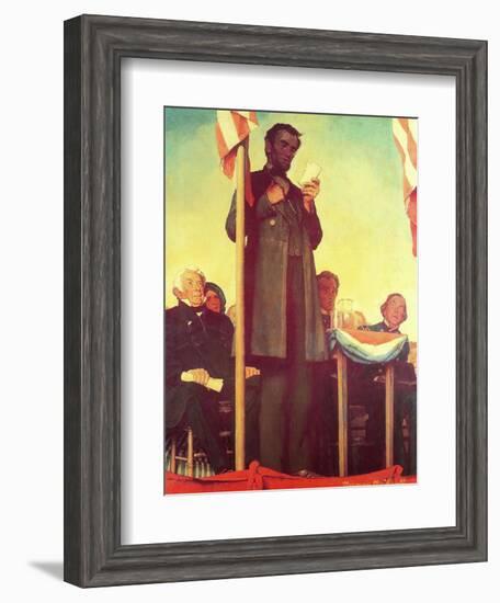 Abraham Lincoln Delivering the Gettysburg Address-Norman Rockwell-Framed Giclee Print