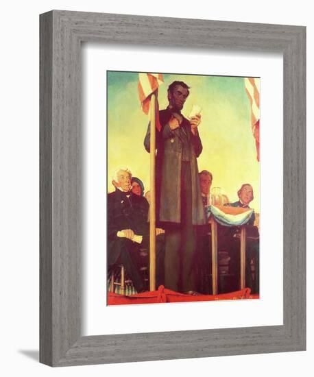 Abraham Lincoln Delivering the Gettysburg Address-Norman Rockwell-Framed Giclee Print