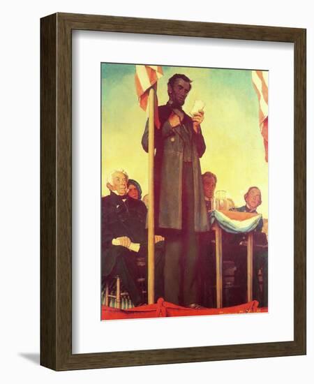 Abraham Lincoln Delivering the Gettysburg Address-Norman Rockwell-Framed Giclee Print