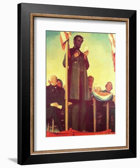 Abraham Lincoln Delivering the Gettysburg Address-Norman Rockwell-Framed Giclee Print