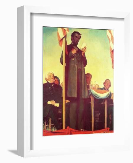 Abraham Lincoln Delivering the Gettysburg Address-Norman Rockwell-Framed Giclee Print