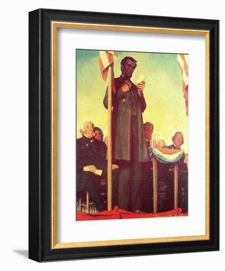 Abraham Lincoln Delivering the Gettysburg Address-Norman Rockwell-Framed Giclee Print