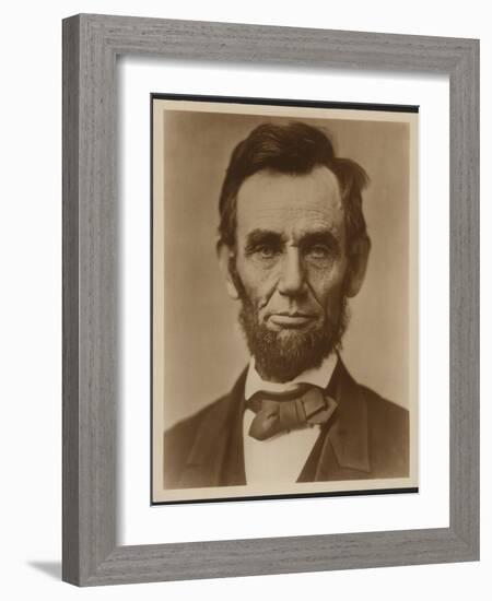 Abraham Lincoln in the Classic Portrait by Alexander Gardner of November 15, 1863-null-Framed Art Print