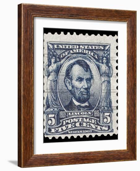 Abraham Lincoln on a USA Postage Stamp-fotomy-Framed Photographic Print