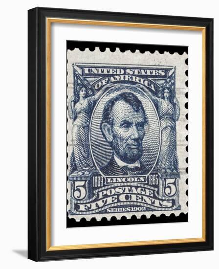 Abraham Lincoln on a USA Postage Stamp-fotomy-Framed Photographic Print