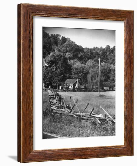 Abraham Lincoln's Childhood Home with a Rail Fence That He Built-Ralph Crane-Framed Photographic Print