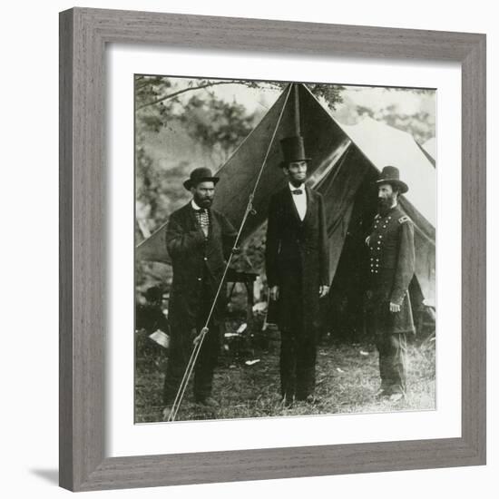 Abraham Lincoln with Allan Pinkerton and Major General John A. Mcclernand, 1862-Alexander Gardner-Framed Photographic Print