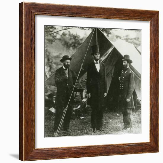 Abraham Lincoln with Allan Pinkerton and Major General John A. Mcclernand, 1862-Alexander Gardner-Framed Photographic Print