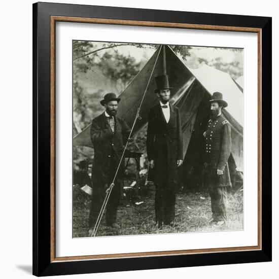 Abraham Lincoln with Allan Pinkerton and Major General John A. Mcclernand, 1862-Alexander Gardner-Framed Photographic Print