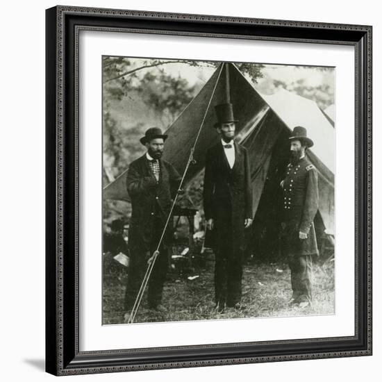 Abraham Lincoln with Allan Pinkerton and Major General John A. Mcclernand, 1862-Alexander Gardner-Framed Photographic Print