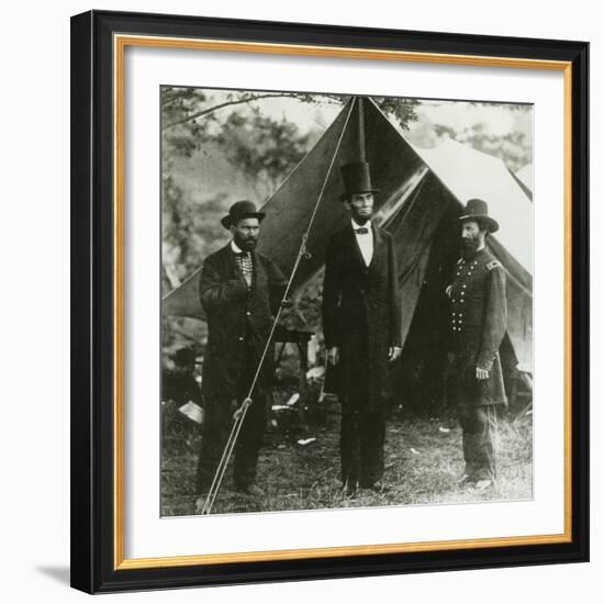 Abraham Lincoln with Allan Pinkerton and Major General John A. Mcclernand, 1862-Alexander Gardner-Framed Photographic Print