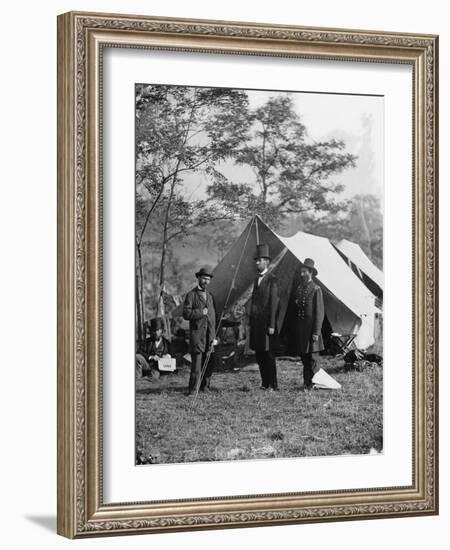 Abraham Lincoln with Allan Pinkerton and Major General John A. McClernand, 1862-Alexander Gardner-Framed Photographic Print