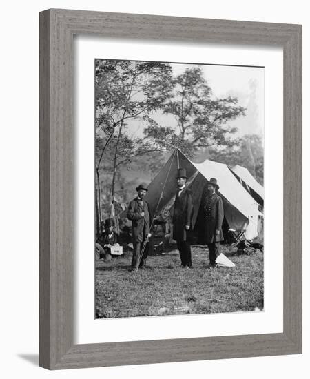 Abraham Lincoln with Allan Pinkerton and Major General John A. McClernand, 1862-Alexander Gardner-Framed Photographic Print
