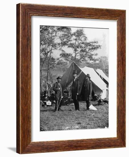 Abraham Lincoln with Allan Pinkerton and Major General John A. McClernand, 1862-Alexander Gardner-Framed Photographic Print