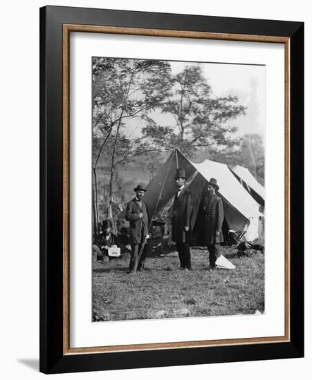 Abraham Lincoln with Allan Pinkerton and Major General John A. McClernand, 1862-Alexander Gardner-Framed Photographic Print