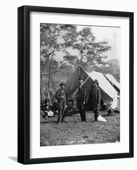 Abraham Lincoln with Allan Pinkerton and Major General John A. McClernand, 1862-Alexander Gardner-Framed Photographic Print