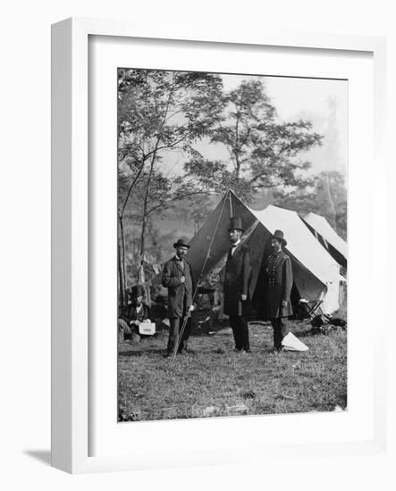 Abraham Lincoln with Allan Pinkerton and Major General John A. McClernand, 1862-Alexander Gardner-Framed Photographic Print