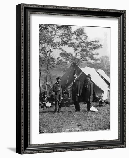 Abraham Lincoln with Allan Pinkerton and Major General John A. McClernand, 1862-Alexander Gardner-Framed Photographic Print