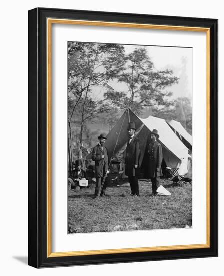 Abraham Lincoln with Allan Pinkerton and Major General John A. McClernand, 1862-Alexander Gardner-Framed Photographic Print