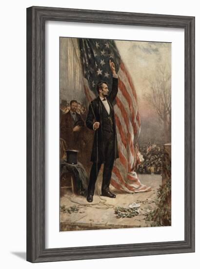 Abraham Lincoln with American Flag-null-Framed Giclee Print