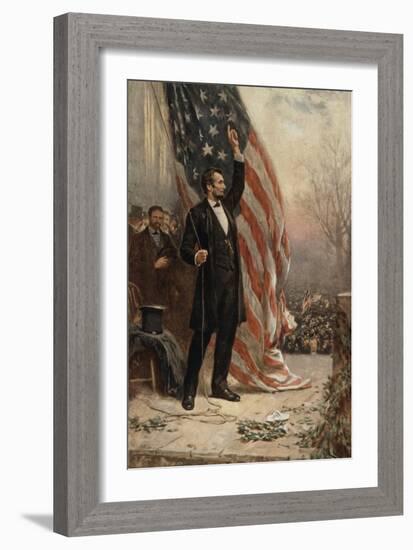 Abraham Lincoln with American Flag-null-Framed Giclee Print