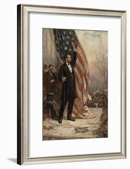 Abraham Lincoln with American Flag-null-Framed Giclee Print