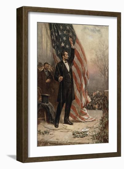 Abraham Lincoln with American Flag-null-Framed Giclee Print