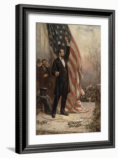 Abraham Lincoln with American Flag--Framed Giclee Print