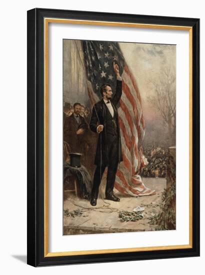 Abraham Lincoln with American Flag-null-Framed Giclee Print