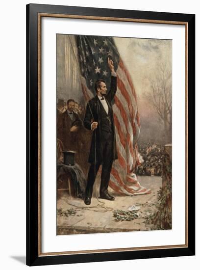 Abraham Lincoln with American Flag-null-Framed Premium Giclee Print