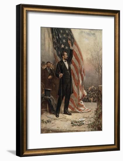 Abraham Lincoln with American Flag-null-Framed Premium Giclee Print