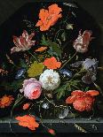 Fleurs dans une carafe de cristal avec une branche de pois et un escargot-Abraham Mignon-Giclee Print