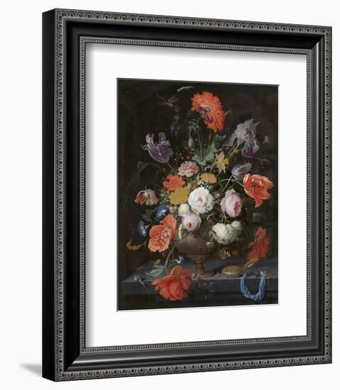 Abraham Mignon, Still Life with Flowers and a Watch-Dutch Florals-Framed Art Print